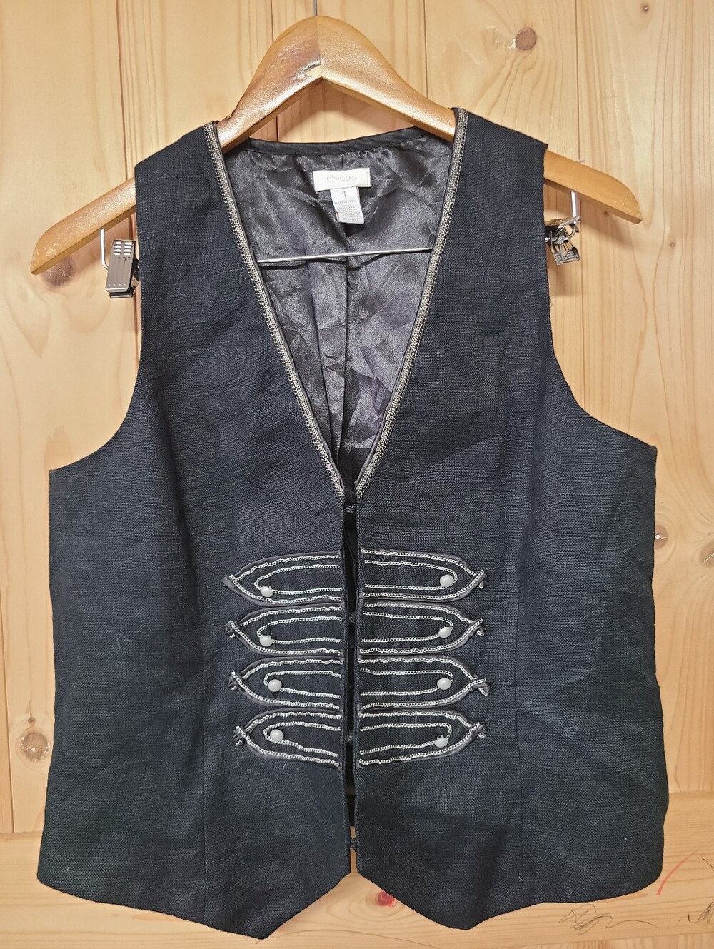Chico's Black Satin-Look Lined‎ Vest